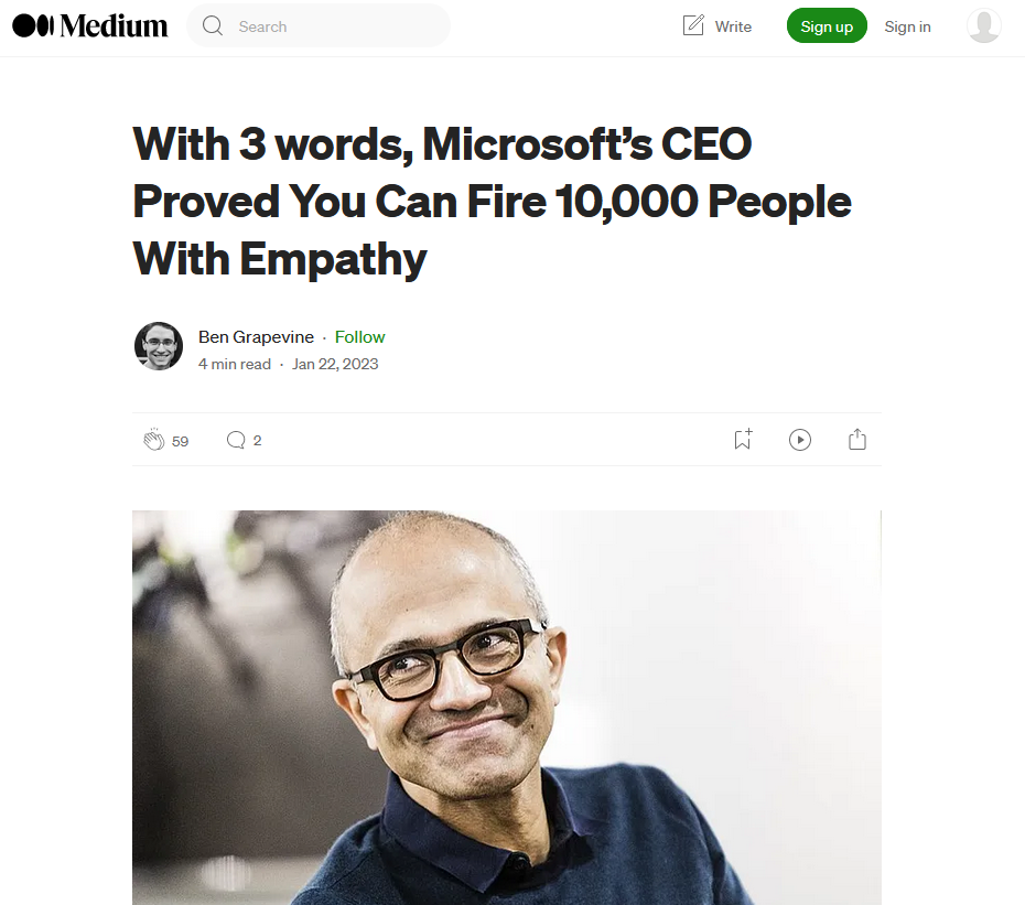 Satya Nadella a dat cashu&rsquo; ăla bun la autorul de pe Medium